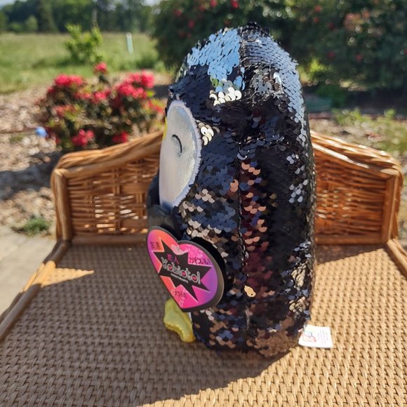 NWT Kobioto Sequin  Penguin Plush Toy Reversible Sequins - Picture 1 of 7